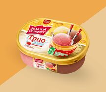 Пломбир Золотой стандарт клубника, шоколад и ваниль