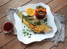 Сибас с овощами гриль