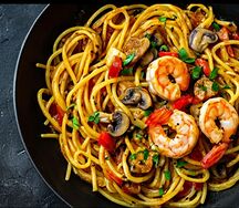 Феттуччине с курицей и грибами