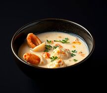 Сливочный суп с морепродуктами 