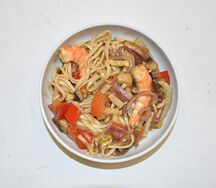 Лапша с креветками 