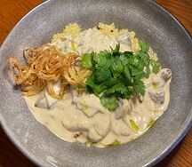 Куриные сердечки с грибами