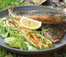 Камбала азовская с кабачками гриль