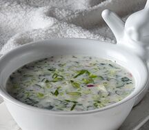 Окрошка с говядиной на кефире
