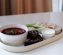 Борщ с говядиной и салом