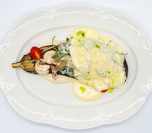 Баклажан с креветками