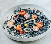 Паста Неро с морепродуктами