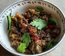 Баклажан и красный перец
