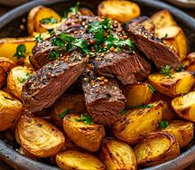 Жареная картошка с бараниной
