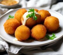 Шарики куриные в панировке с сливочным соусом