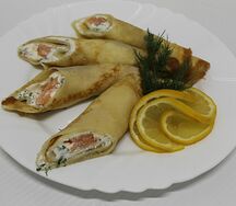 Блинчики с семгой