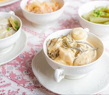 Пельмени с рыбой в сливках с морской капустой