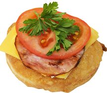 Пончик с сыром и ветчиной
