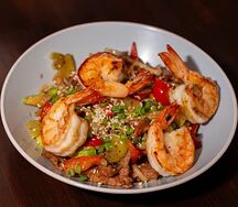 Удон с королевскими креветками 