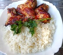 Крылышки из дровяной печи с тайским рисом