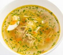 Суп лапша с курицей и яйцом