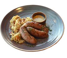 Колбаски Микс свиные, говяжьи с тушёной капустой