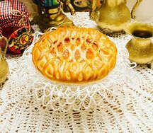 Пирог с персиком и яблоком