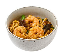 Удон с креветками терияки