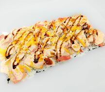 Суши-пицца с курицей и беконом