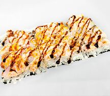 Суши-пицца с креветкой и крабом