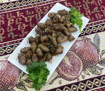 Куриные сердечки на сковороде