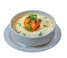 Уха по-Фински с лососем и печеными овощами