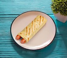 Блин-хот-дог с картофелем и жареным луком