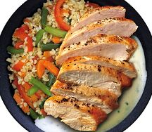 Куриная грудка су-вид с булгуром и овощами