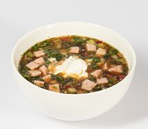 Окрошка с колбасой на квасе