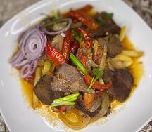 Печень, жаренная с картошкой