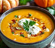 Тыквенный суп с хрустящим лавашом