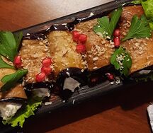 Рулетики из баклажанов с сыром сулугуни