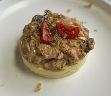 Свинина Строганов с картофельным пюре