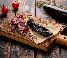 Шашлык из бакинских баклажан с курдюком