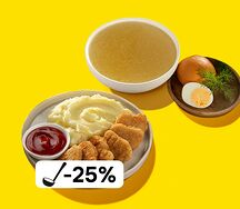 Сытный обед с наггетсами и бульоном