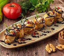 Рулеты из баклажанов с орехами