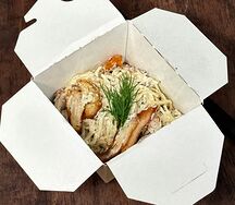 Паста с курицей и грибами