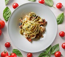 Паста с креветками и цукини