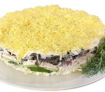 Салат с копченой курочкой и шампиньонами