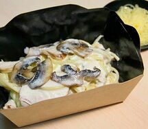 Паста с куриным филе и грибами