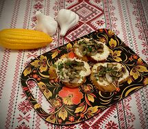 Брускетта с грибами и сыром