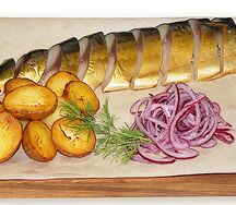 Скумбрия от Кузьмича с картофелем и луком