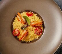 Сливочная паста орзо с креветками 