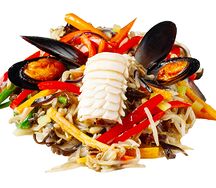 Той-а-wok с мидиями и кальмаром