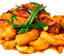 Острый лосось с овощами