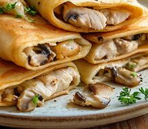 Блины с грибами и курицей