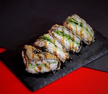 Сэндвич-ролл с сёмгой и креветками
