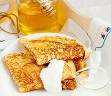 Блины: облепиха и творог и карамель