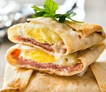 Mega блины с сыром, ветчиной, яйцом